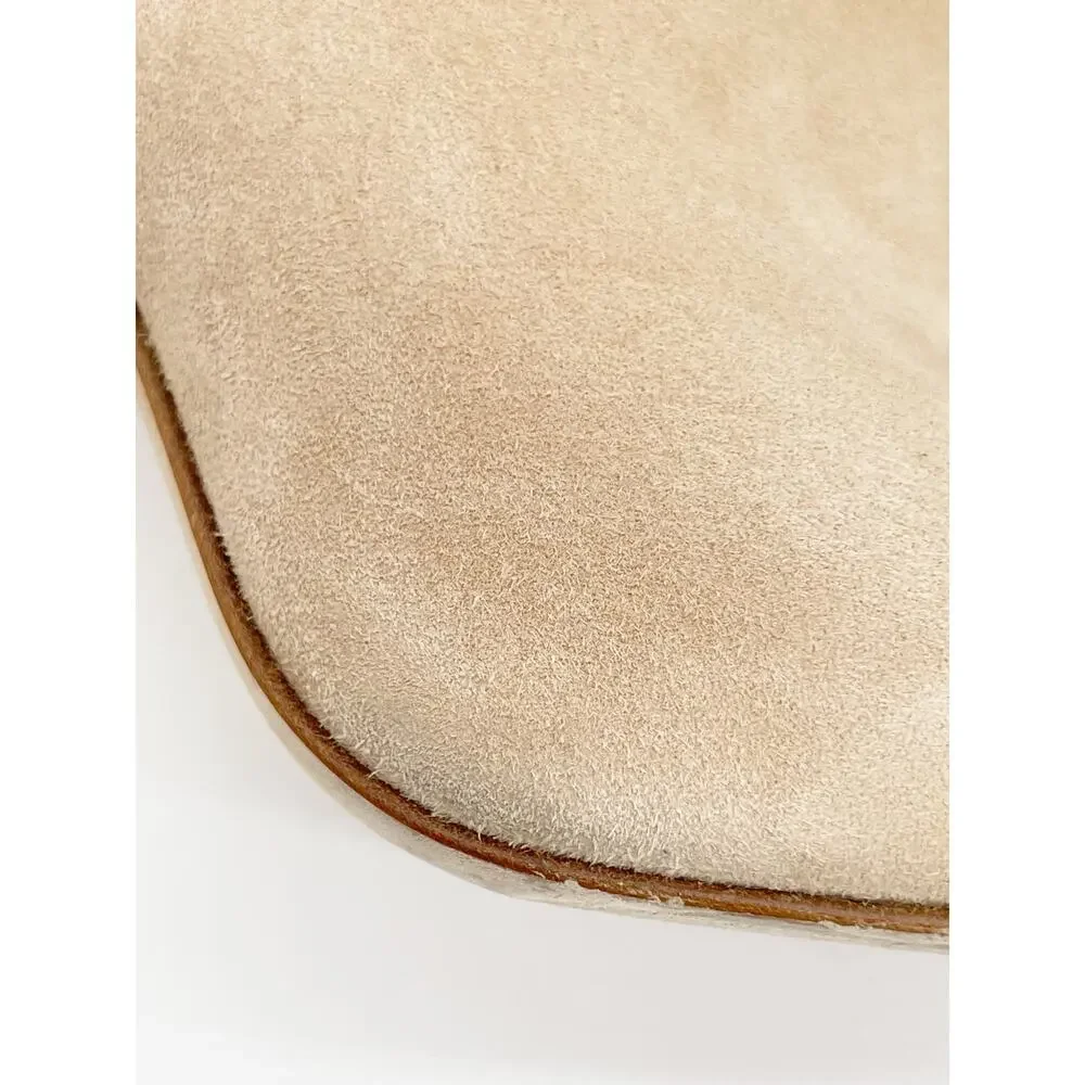 Chanel Coco Tower Beige Suede Quilted Logo Heel Round Toe Ankle Boots EU 37